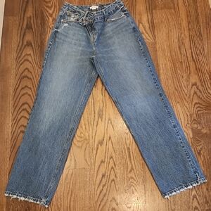 Good American Good 90's Crossover Button Wide Leg Jeans Size 08/29